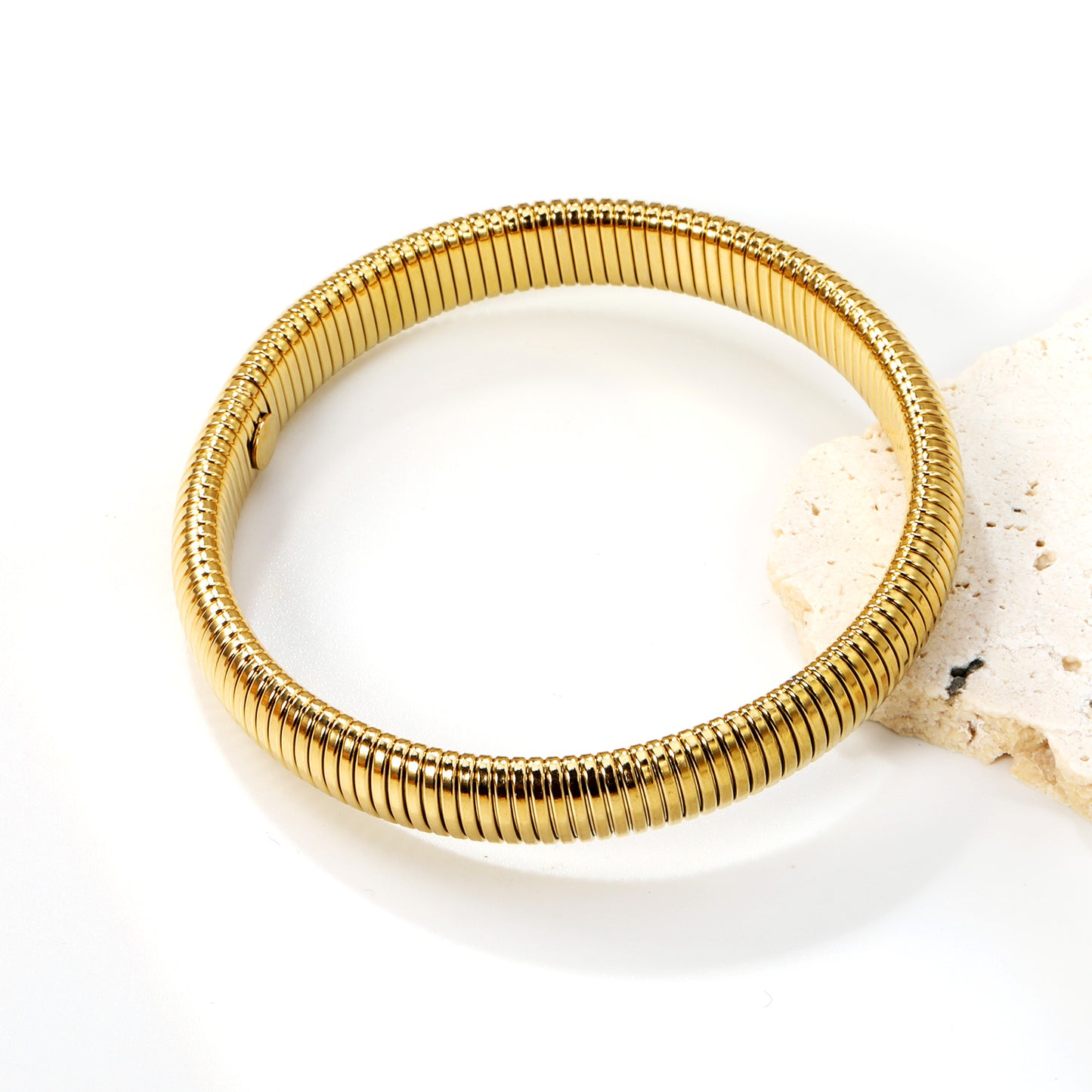 Gold Ribbed Bangle